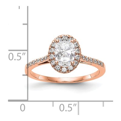 14K Rose Gold Diamond Oval Halo Engagement Ring Semi-Mount – view 3