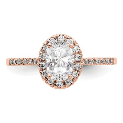 14K Rose Gold Diamond Oval Halo Engagement Ring Semi-Mount – view 5