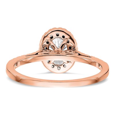 14K Rose Gold Diamond Oval Halo Engagement Ring Semi-Mount – view 6