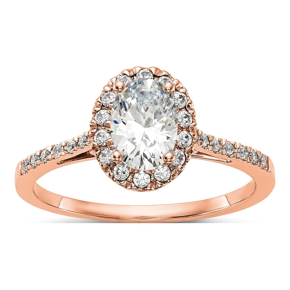 14K Rose Gold Diamond Oval Halo Engagement Ring Semi-Mount