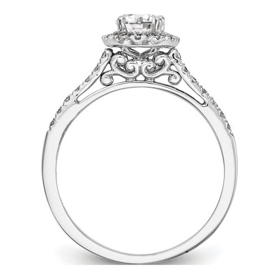 14K White Gold Diamond Halo Engagement Ring Semi-Mount – view 2