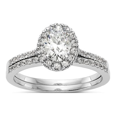 14K White Gold Diamond Halo Engagement Ring Semi-Mount – view 7