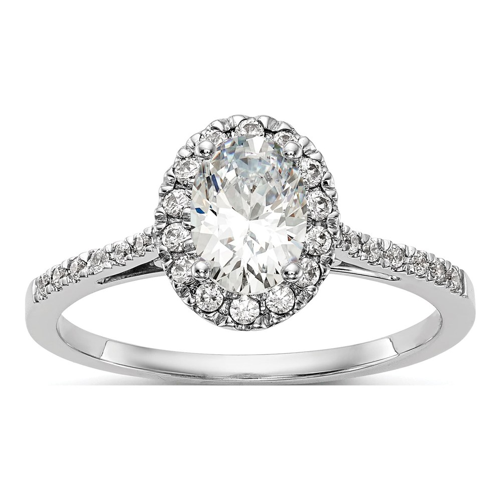 14K White Gold Diamond Halo Engagement Semi-Mount