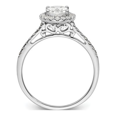 14K White Gold Diamond Oval Halo Engagement Ring Semi-Mount – view 3