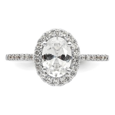14K White Gold Diamond Oval Halo Engagement Ring Semi-Mount – view 5