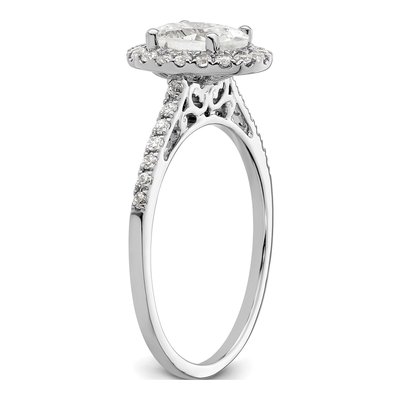 14K White Gold Diamond Oval Halo Engagement Ring Semi-Mount – view 7