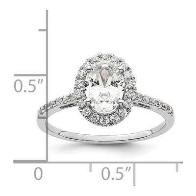 14K White Gold Diamond Oval Halo Engagement Ring Semi-Mount – view 8