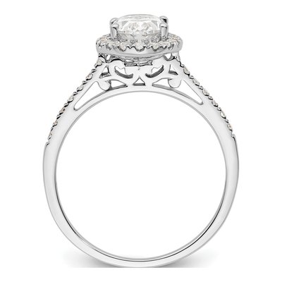 14K White Gold Diamond Halo Engagement Ring Semi-Mount – view 3