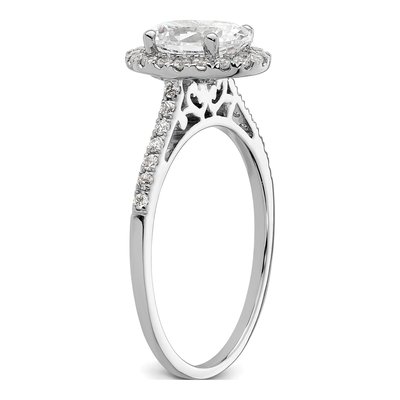 14K White Gold Diamond Halo Engagement Ring Semi-Mount – view 7