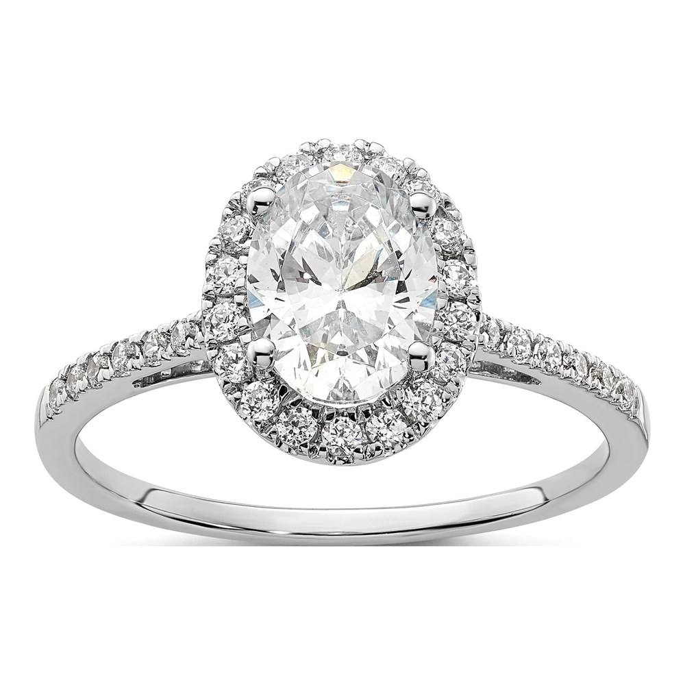 14K White Gold Diamond Halo Engagement Semi-Mount