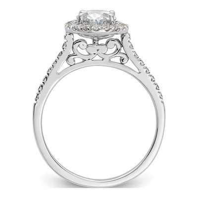 14K White Gold Diamond Oval Halo Engagement Ring Semi-Mount – view 3