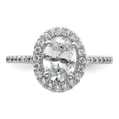 14K White Gold Diamond Oval Halo Engagement Ring Semi-Mount – view 5