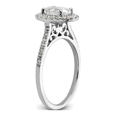 14K White Gold Diamond Oval Halo Engagement Ring Semi-Mount – view 7