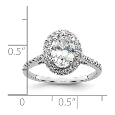 14K White Gold Diamond Oval Halo Engagement Ring Semi-Mount – view 8