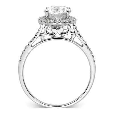 14K White Gold Diamond Oval Halo Engagement Ring Semi-Mount – view 3