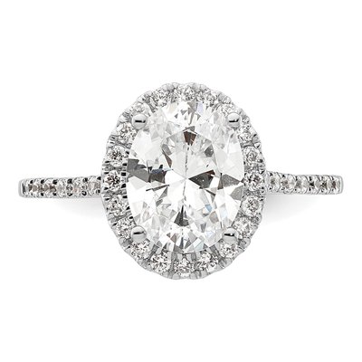 14K White Gold Diamond Oval Halo Engagement Ring Semi-Mount – view 5