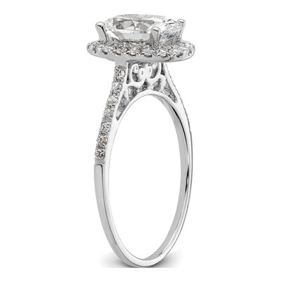 14K White Gold Diamond Oval Halo Engagement Ring Semi-Mount – view 7