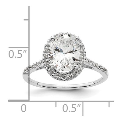 14K White Gold Diamond Oval Halo Engagement Ring Semi-Mount – view 8