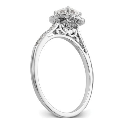 14K White Gold Cushion Halo Engagement Ring Mounting – view 7