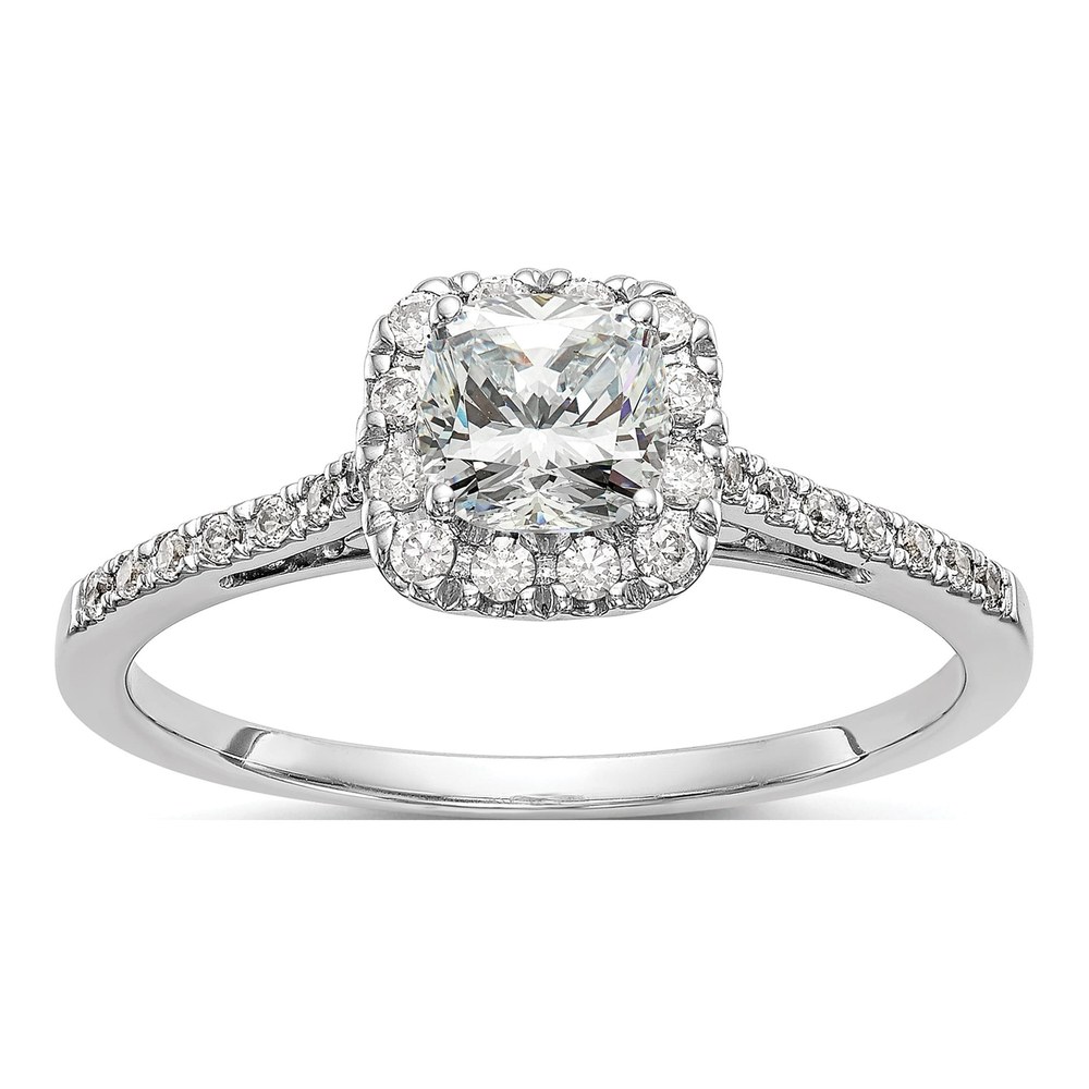 14k White Gold Cushion Halo Ring Mounting
