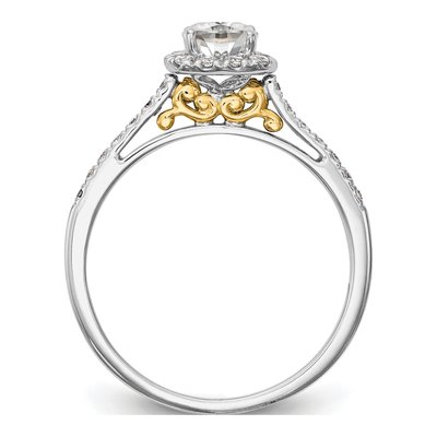 14K Two-Tone Gold Diamond Halo Engagement Ring Semi-Mount – view 2