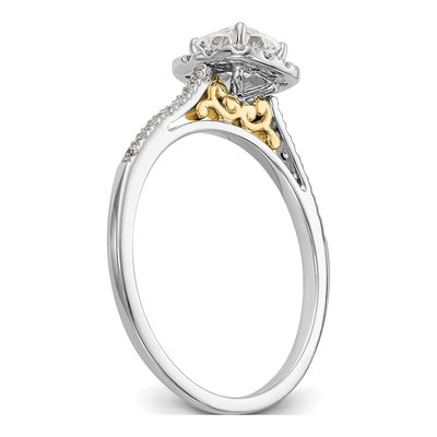 14K Two-Tone Gold Diamond Halo Engagement Ring Semi-Mount – view 6