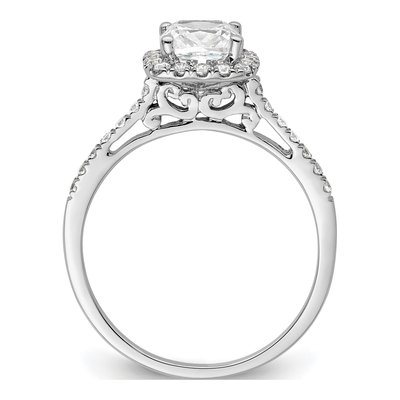 14K White Gold Diamond Halo Engagement Ring Semi-Mount – view 3