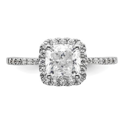 14K White Gold Diamond Halo Engagement Ring Semi-Mount – view 5