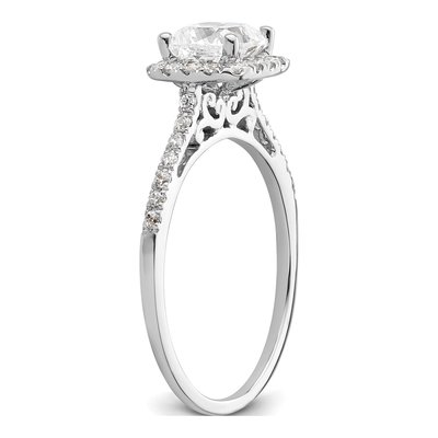 14K White Gold Diamond Halo Engagement Ring Semi-Mount – view 7