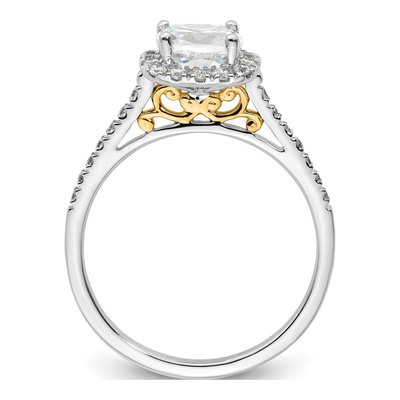 14K Two-Tone Gold Diamond Halo Engagement Ring Semi-Mount – view 3