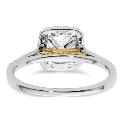 14K Two-Tone Gold Diamond Halo Engagement Ring Semi-Mount – view 6