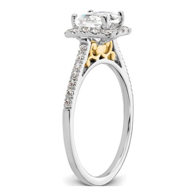 14K Two-Tone Gold Diamond Halo Engagement Ring Semi-Mount – view 7
