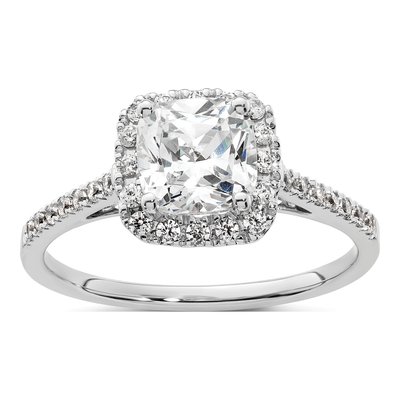 14K Two-Tone Gold Diamond Halo Engagement Ring Semi-Mount