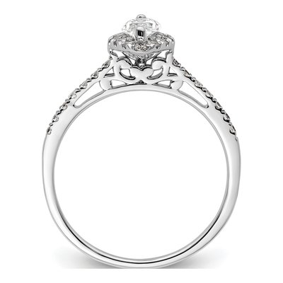 14K White Gold Diamond Marquise Halo Engagement Ring Semi-Mount – view 3