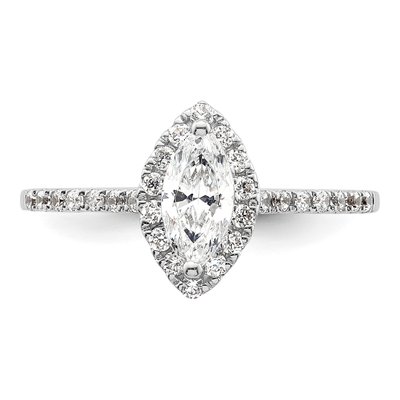 14K White Gold Diamond Marquise Halo Engagement Ring Semi-Mount – view 5