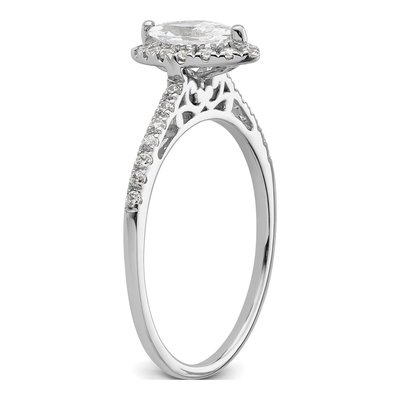 14K White Gold Diamond Marquise Halo Engagement Ring Semi-Mount – view 7