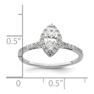 14K White Gold Diamond Marquise Halo Engagement Ring Semi-Mount – view 8