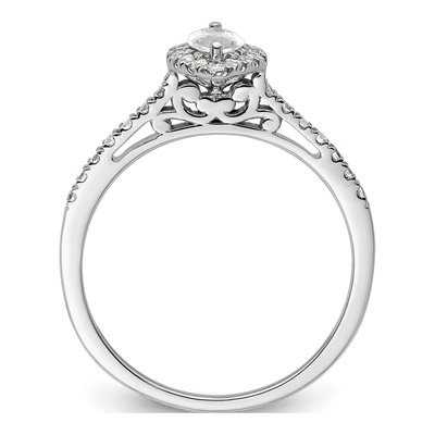 14K White Gold Diamond Halo Marquise Engagement Ring Semi-Mount – view 3