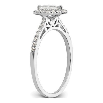 14K White Gold Diamond Halo Marquise Engagement Ring Semi-Mount – view 7