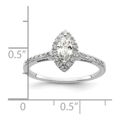 14K White Gold Diamond Halo Marquise Engagement Ring Semi-Mount – view 8
