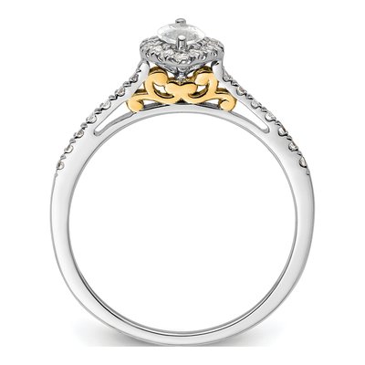 14K Two-Tone Gold Diamond Halo Engagement Ring Semi-Mount – view 2