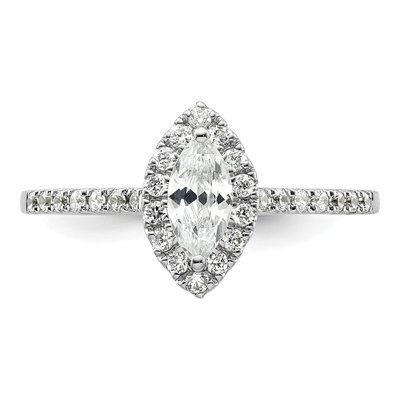 14K Two-Tone Gold Diamond Halo Engagement Ring Semi-Mount – view 4