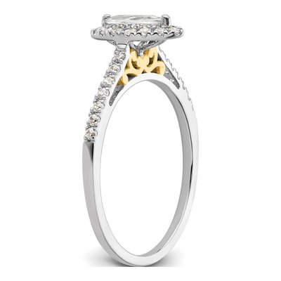 14K Two-Tone Gold Diamond Halo Engagement Ring Semi-Mount – view 6