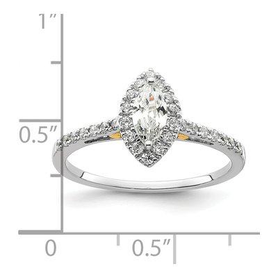 14K Two-Tone Gold Diamond Halo Engagement Ring Semi-Mount – view 7