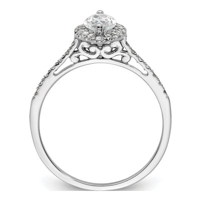 14K White Gold Diamond Marquise Halo Engagement Ring Semi-Mount – view 3