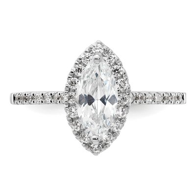 14K White Gold Diamond Marquise Halo Engagement Ring Semi-Mount – view 5