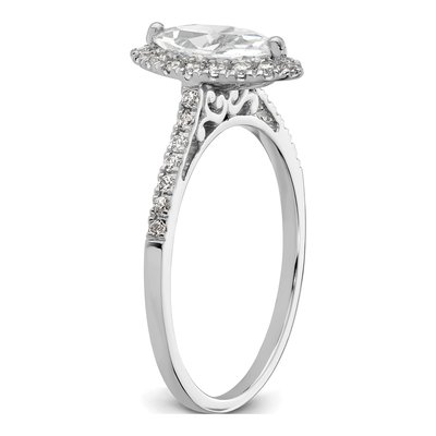 14K White Gold Diamond Marquise Halo Engagement Ring Semi-Mount – view 7