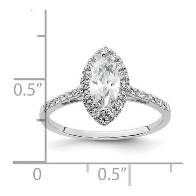 14K White Gold Diamond Marquise Halo Engagement Ring Semi-Mount – view 8