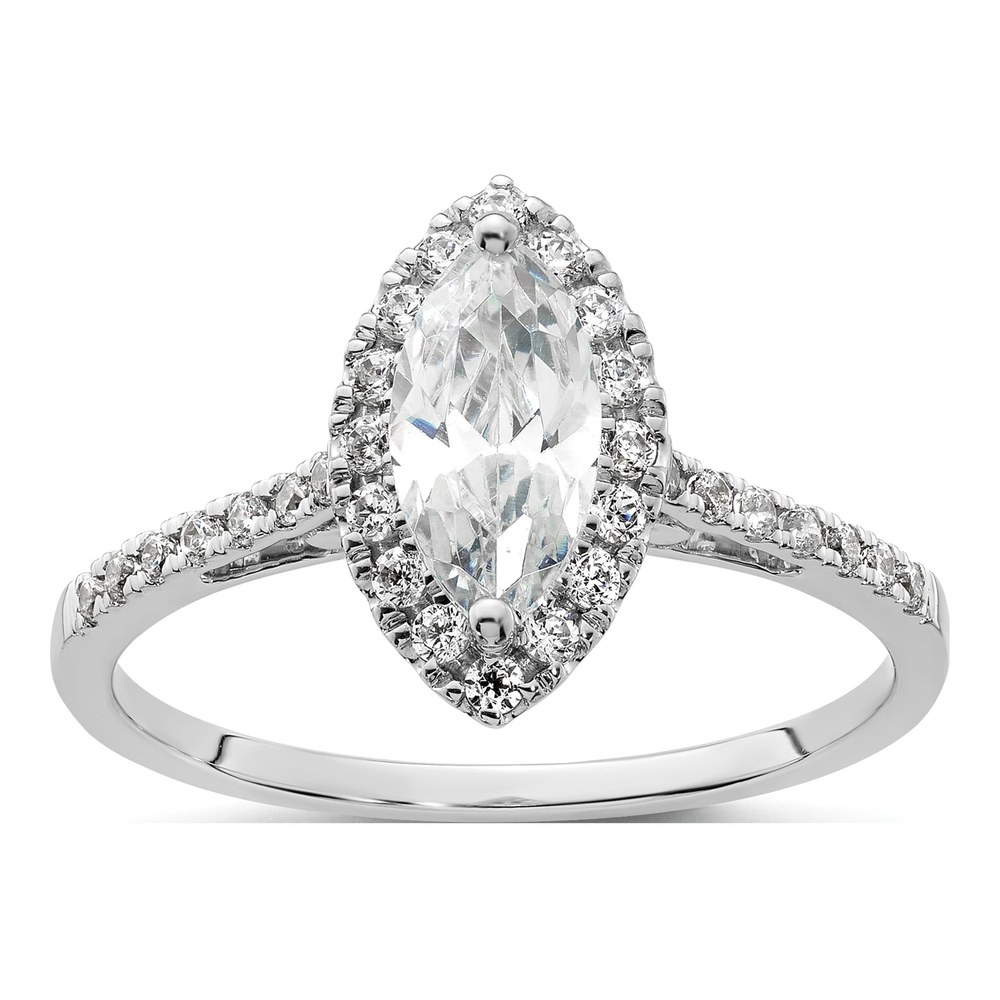 14k White Gold Marquise Halo Semi-Mount Ring