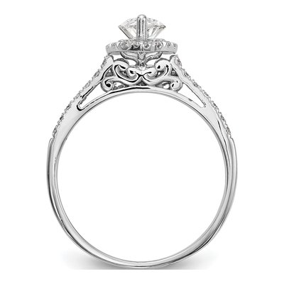 14K White Gold Diamond Marquise Halo Engagement Ring Semi-Mount – view 2